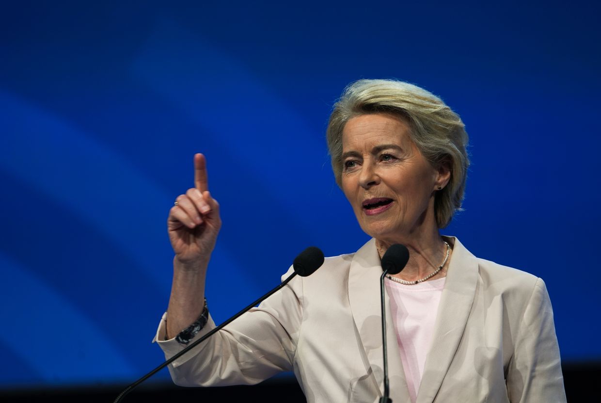 President of the European Commission Ursula von der Leyen attends the European People’s Party (EPP) Congress at the Feria de Valencia in Valencia, Spain, on April 29, 2025. 