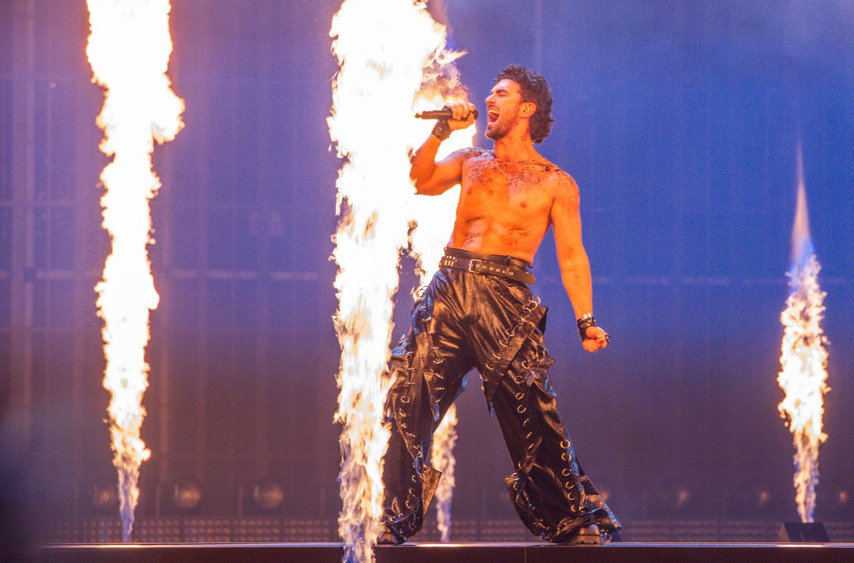 Parg of Armenia performs the song “Survivor” during a rehearsal for the semi-final of the 69th Eurovision Song Contest in Basel, Switzerland, on May 14, 2025.