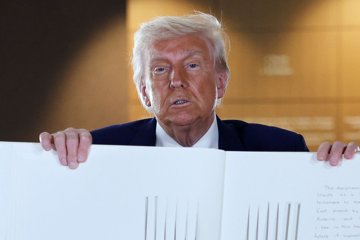 U.S. President Donald Trump in Abu Dhabi, United Arab Emirates, on May 16, 2025. 