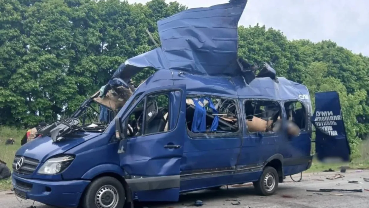 Russian drone strike on civilian bus in Sumy kills 9, injures 7