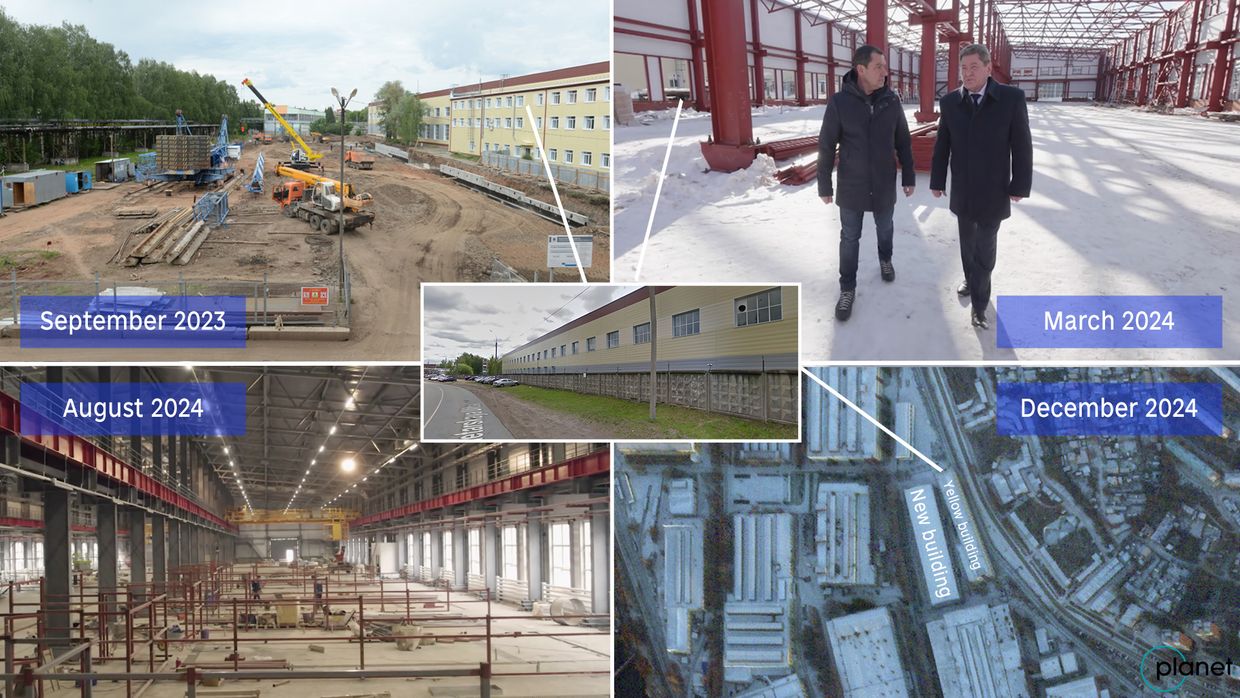 Footage of the new Votkinsk missile plant's shop in 2023 and 2024.