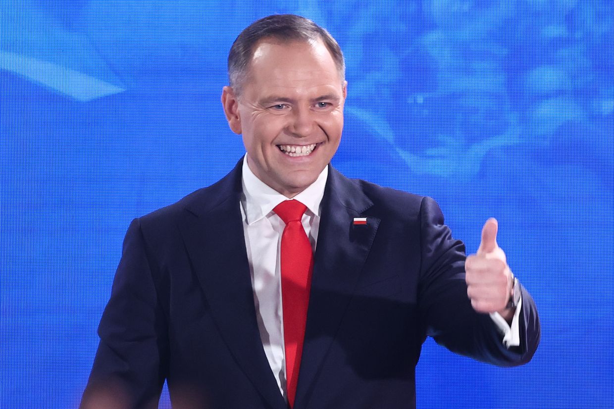 Karol Nawrocki, attends the election night event in Warsaw, Poland, on June 1, 2025.