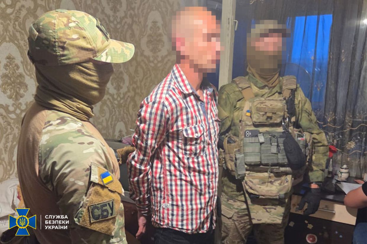 A man is arrested by Ukraine’s Security Service (SBU) on June 7.