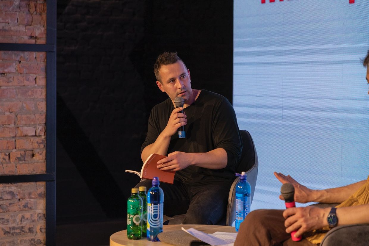 Author Artem Chekh during the Meridian Czernowitz literary festival in Zaporizhzhia, Ukraine, on June 28–29, 2025.