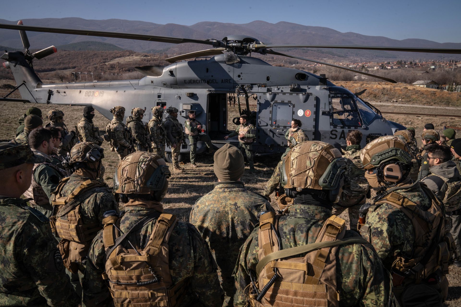 Military personnel take part in the NATO Steadfast Dart 2025 navy drill at the Burgas Naval Base in Burgas, Bulgaria, on Feb. 19, 2025.