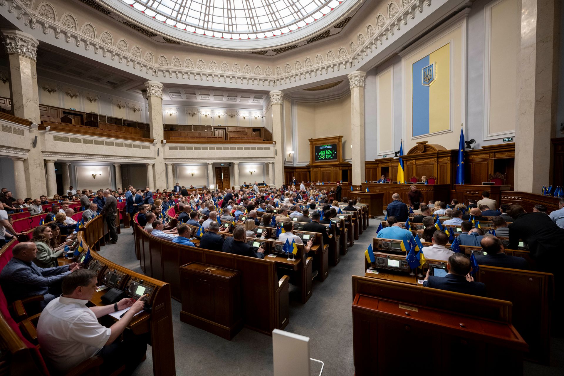 People’s Deputies of Ukraine vote during a plenary session of the Verkhovna Rada in Kyiv, Ukraine, on June 17, 2025.