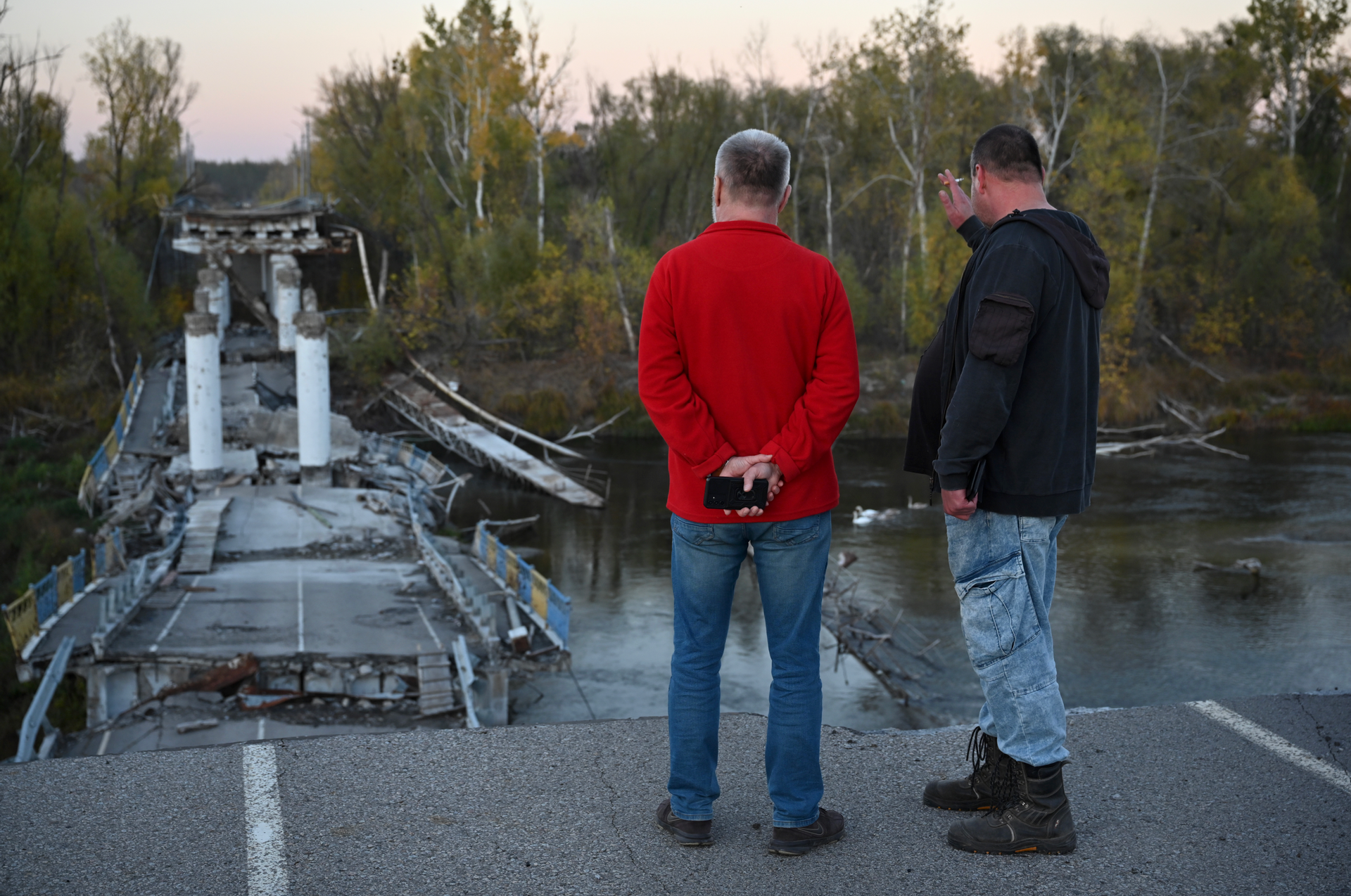 Ivo (L) and Nikola (R) in Bohorodychne, Donetsk Oblast , Ukraine, in October 2024. 