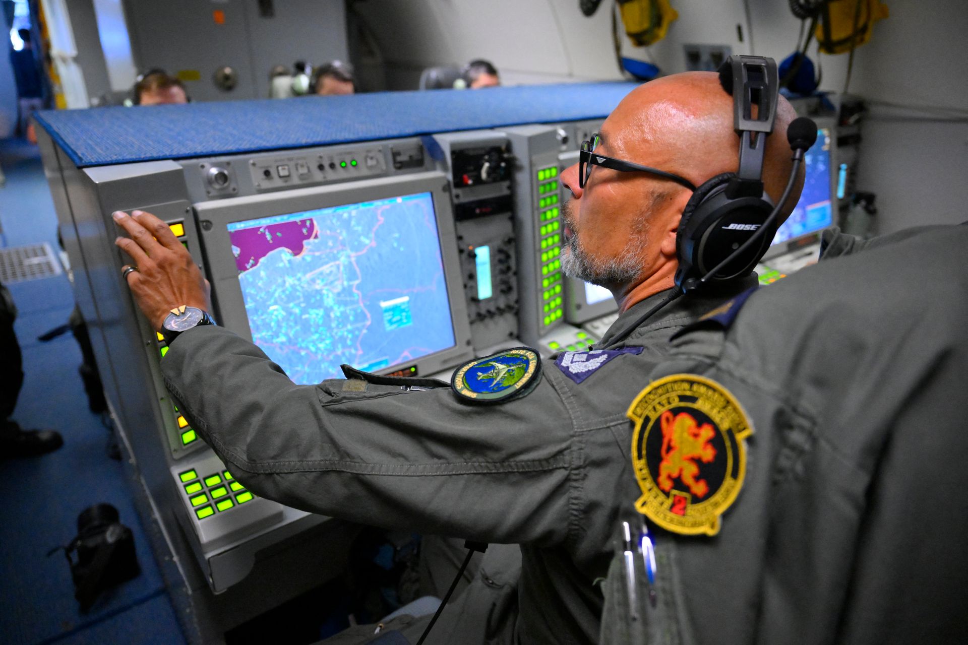 A NATO AWACS tactical director assesses the air and surface situation aboard a NATO air surveillance aircraft during a flight over Polish airspace as part of the alliance’s Eastern Sentry mission on Sept. 19, 2025. A NATO AWACS tactical director assesses the air and surface situation aboard a NATO air surveillance aircraft during a flight over Polish airspace as part of the alliance’s Eastern Sentry mission on Sept. 19, 2025. 