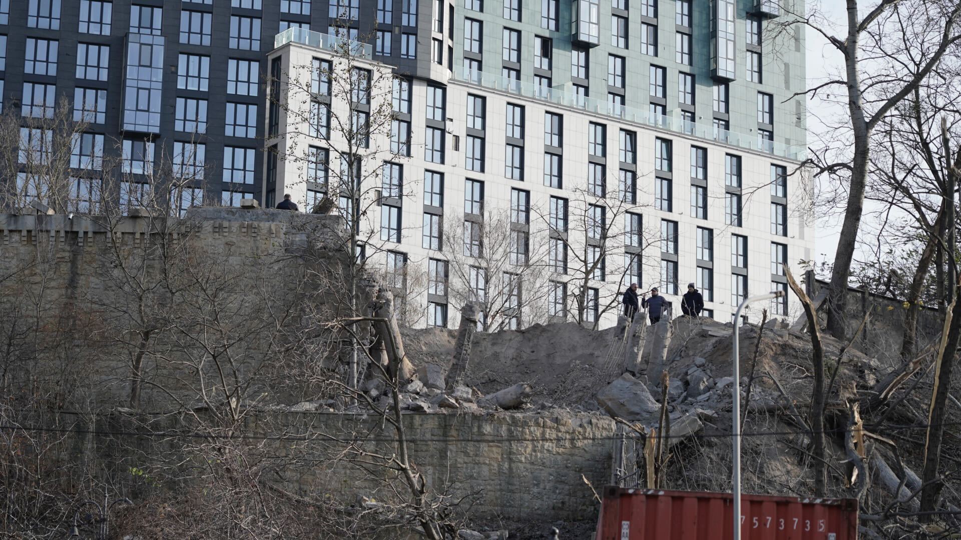 Azerbaijan embassy damaged after yet another mass Russian missile and drone attack on Kyiv, Ukraine, on Nov. 14, 2025.