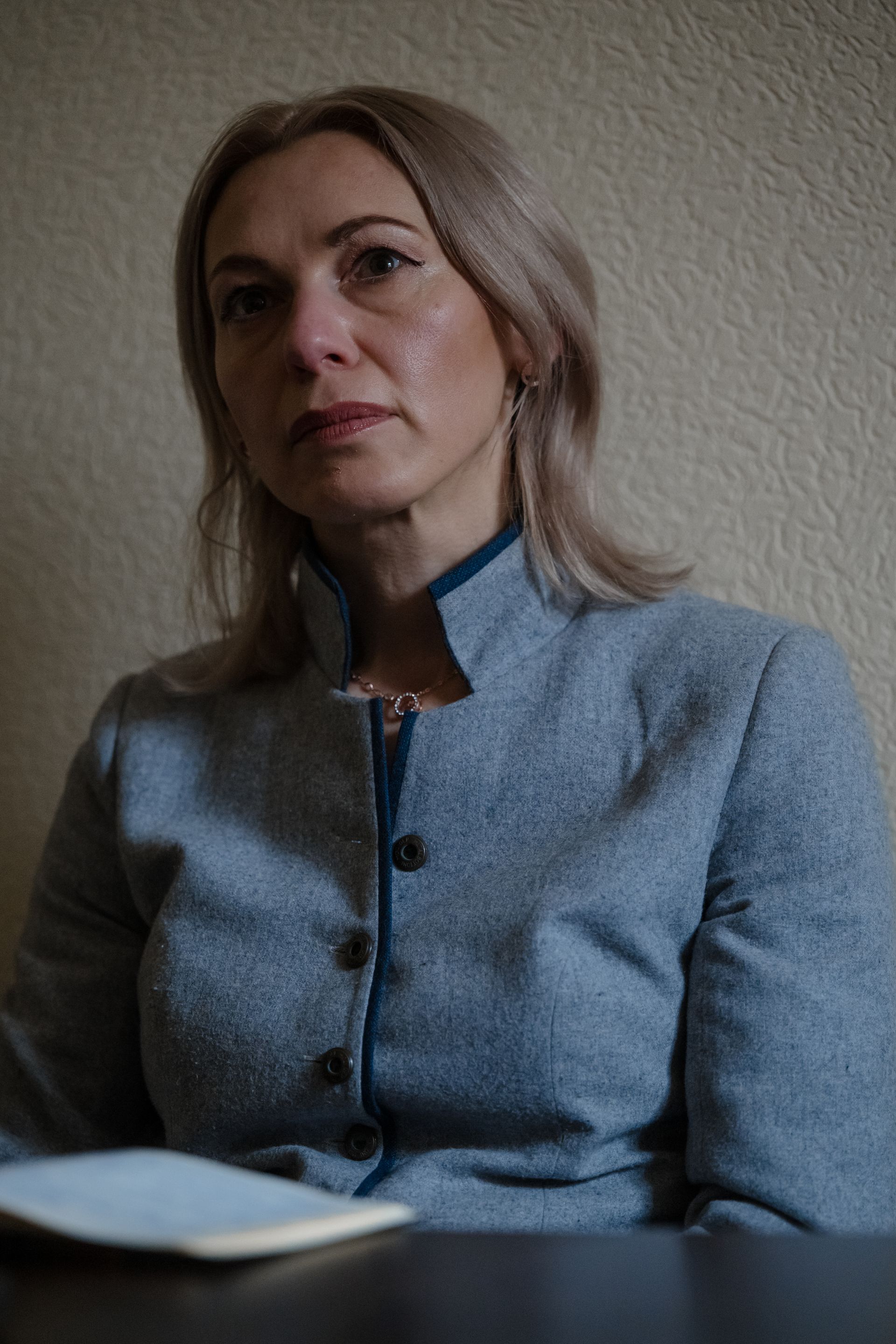 Vira Mykhailenko, head of Ukraine’s Supreme Anti-Corruption Court, poses for a portrait in her office during an interview for The Kyiv Independent in Kyiv, Ukraine, on Oct. 31, 2025. 