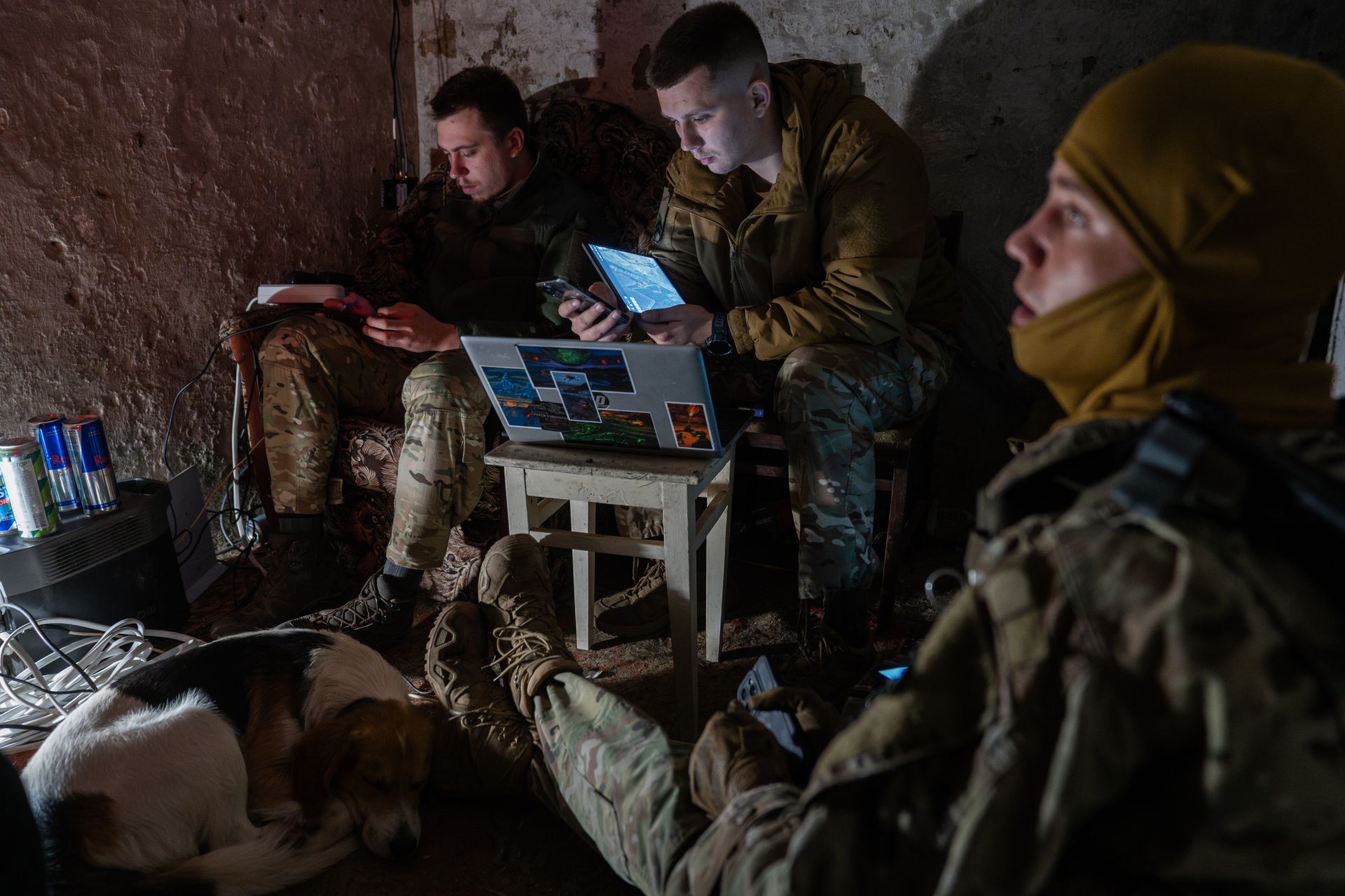 The night bomber crew of the Khartiia Brigad prepare for night operations with a heavy night drone (nicknamed “Baba Yaga” by Russian forces) near Lyptsi in Kharkiv Oblast, Ukraine, on June 19, 2024.