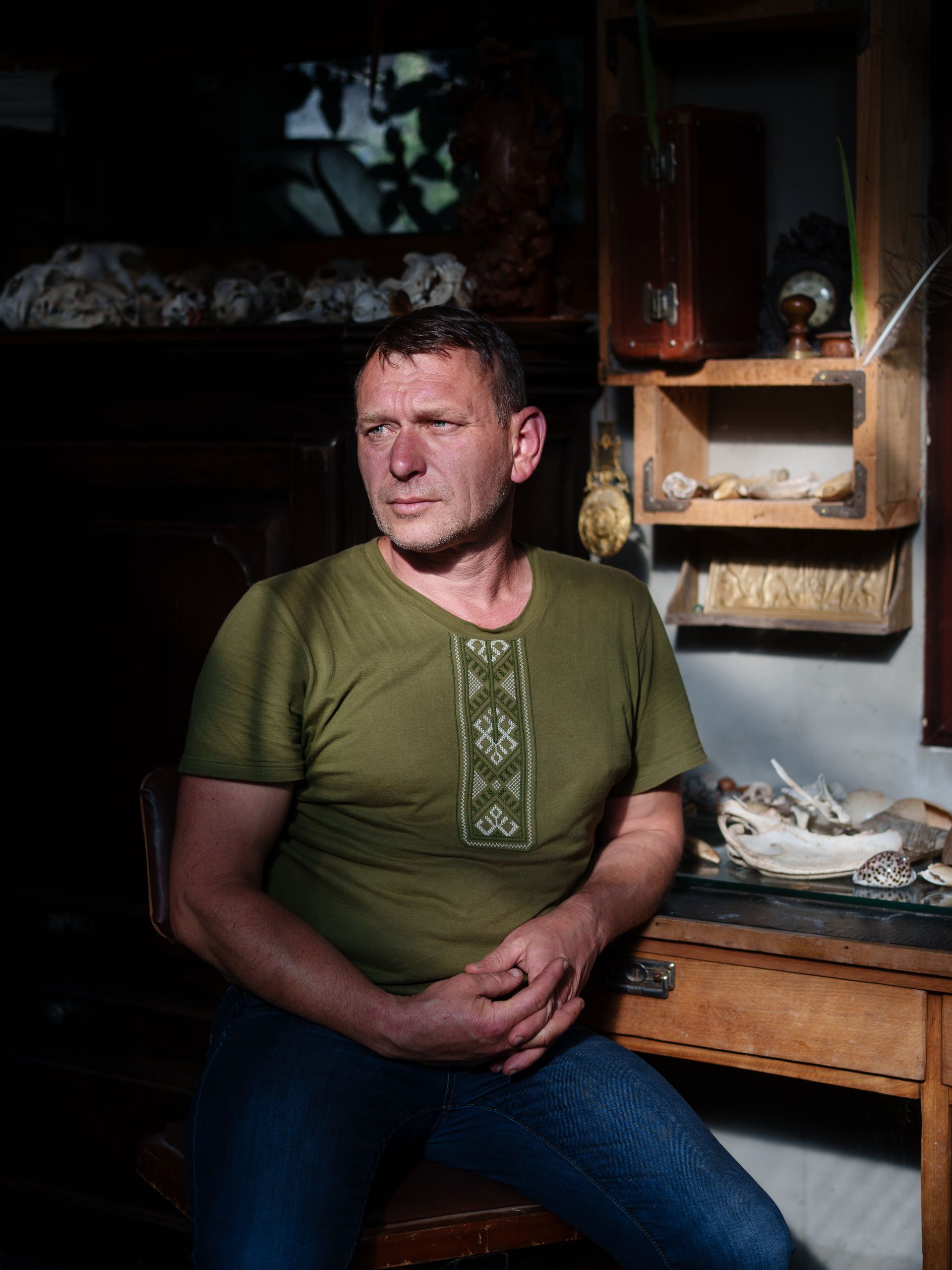 A portrait of Viktor Shelvinsky at the Free Wings rehabilitation center in Kozhychi, Lviv Oblast, Ukraine, on Aug. 27, 2025. 