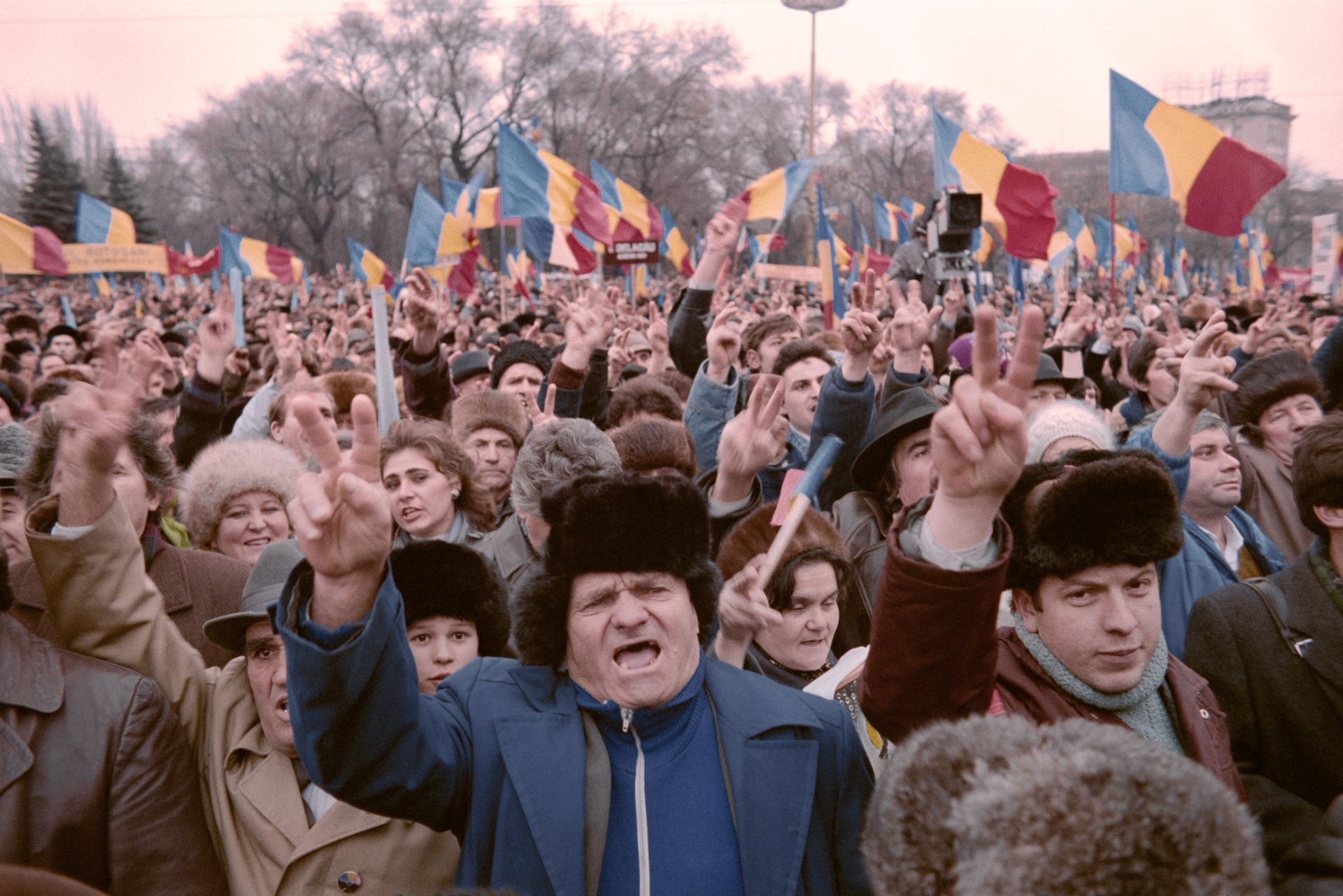 Grand National Assembly building in Chișinău, Moldova, on Dec. 16, 1990, during a rally organized by the Moldavian Popular Front.