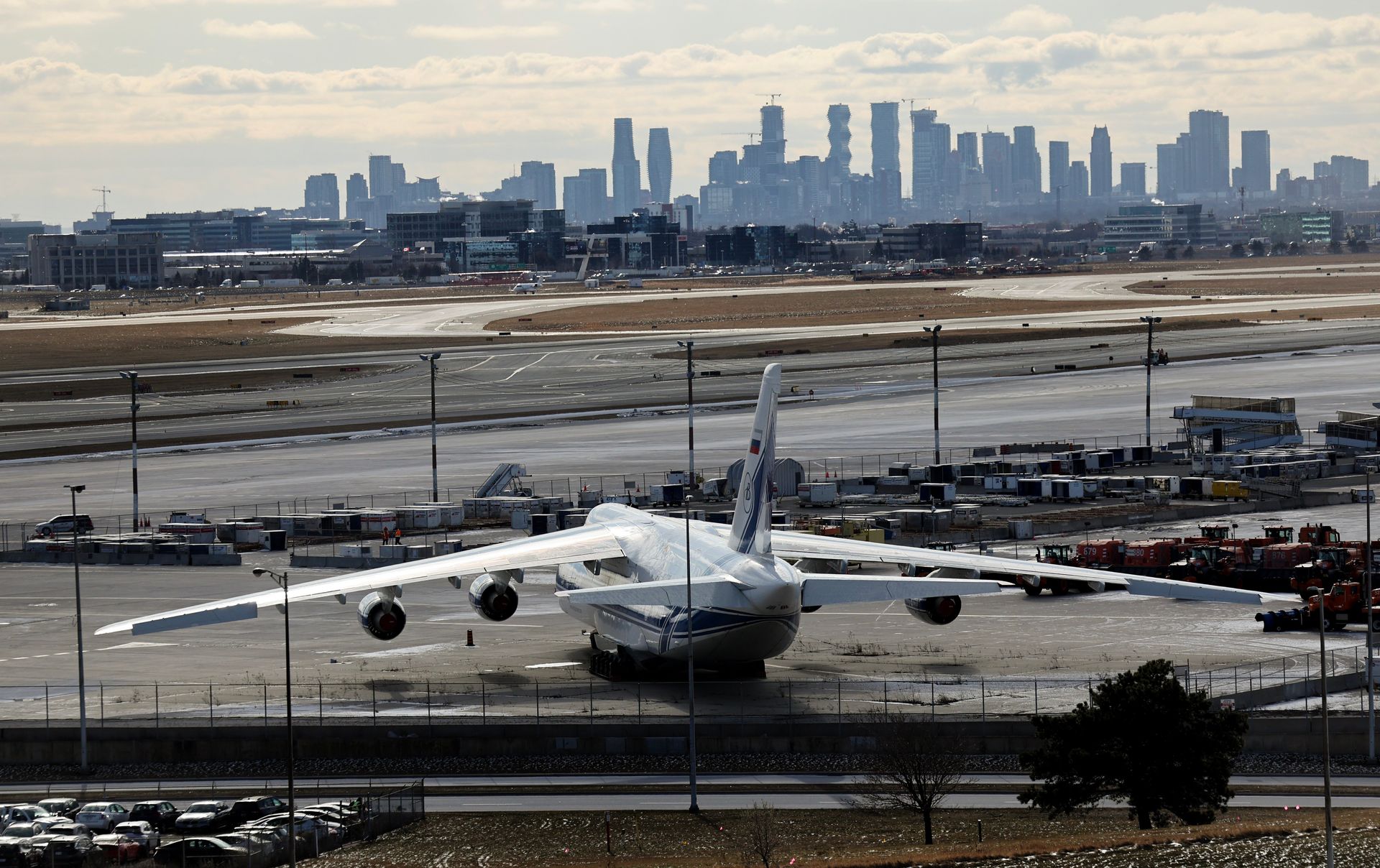 Antonov An-124, a Russian-owned cargo aircraft at Pearson International Airport in Toronto, Ontario, Canada, on Jan. 8, 2025. 