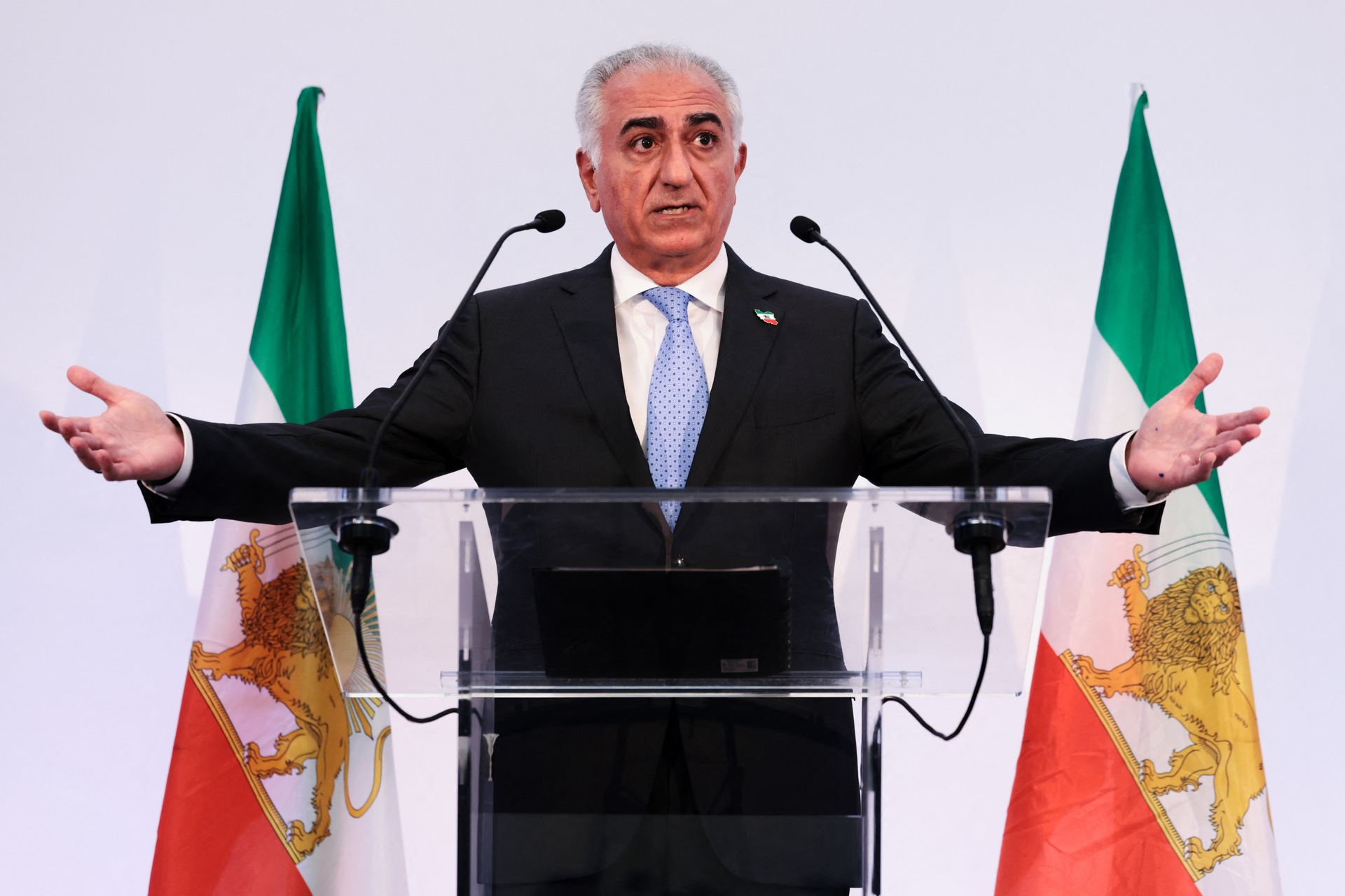 Iranian opposition figure Reza Pahlavi, son of the country’s last shah, holds a press conference in Paris, France, on June 23, 2025.