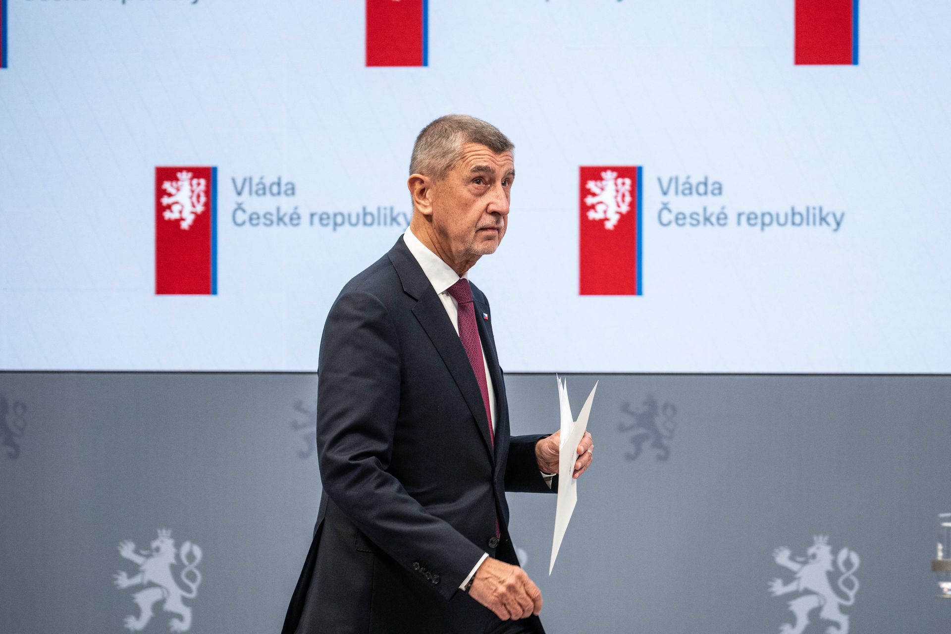 Prime Minister Andrej Babiš of the Czech Republic speaks at a news conference following the appointment of a new government cabinet in Prague, Czech Republic, on Dec. 15, 2025. 