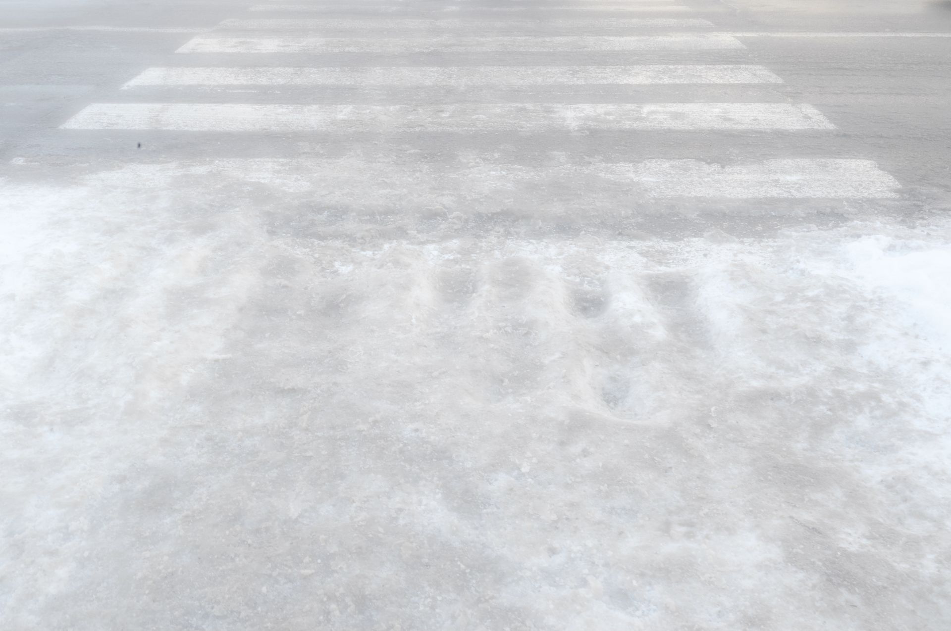 An ice-covered pedestrian crossing is seen in Kyiv, Ukraine, on Jan. 20, 2026. 