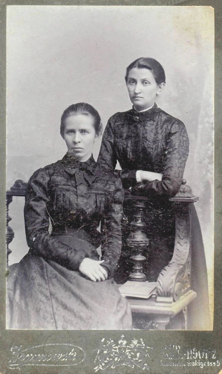 Olha Kobylianska is pictured with Lesya Ukrainka, Ukrainian writer, in an unnamed location in May 1901.