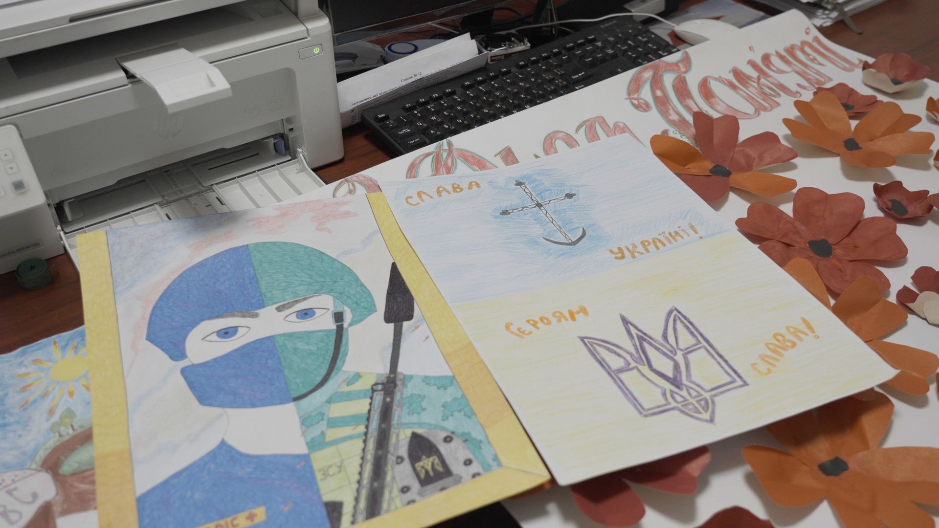 Inmates’ paintings are seen at a women’s penal colony in southeastern Ukraine, on Feb. 5, 2026. 