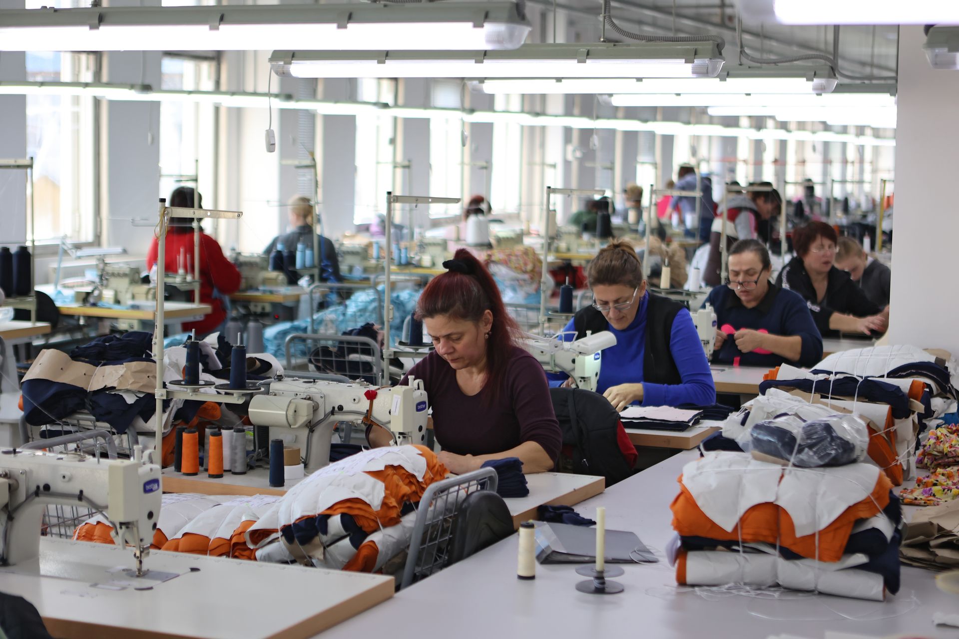 Employees work at the HRT Textiles Ivano-Frankivsk garment factory in Ivano-Frankivsk, Ukraine, on Oct. 31, 2022.