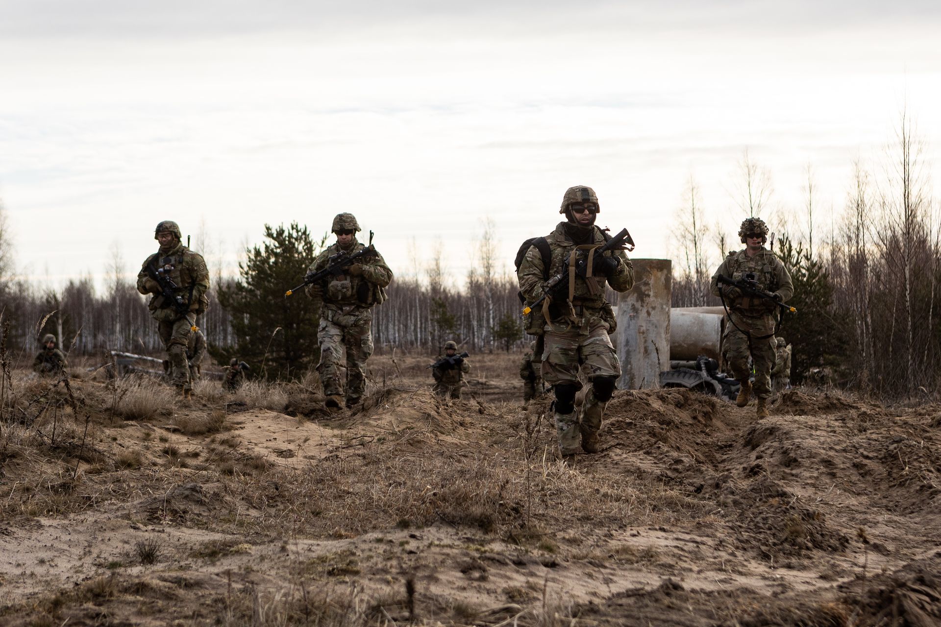 U.S. Army soldiers take part in the Crystal Arrow 2022 exercise in Adazi, Latvia, on March 8, 2022. 
