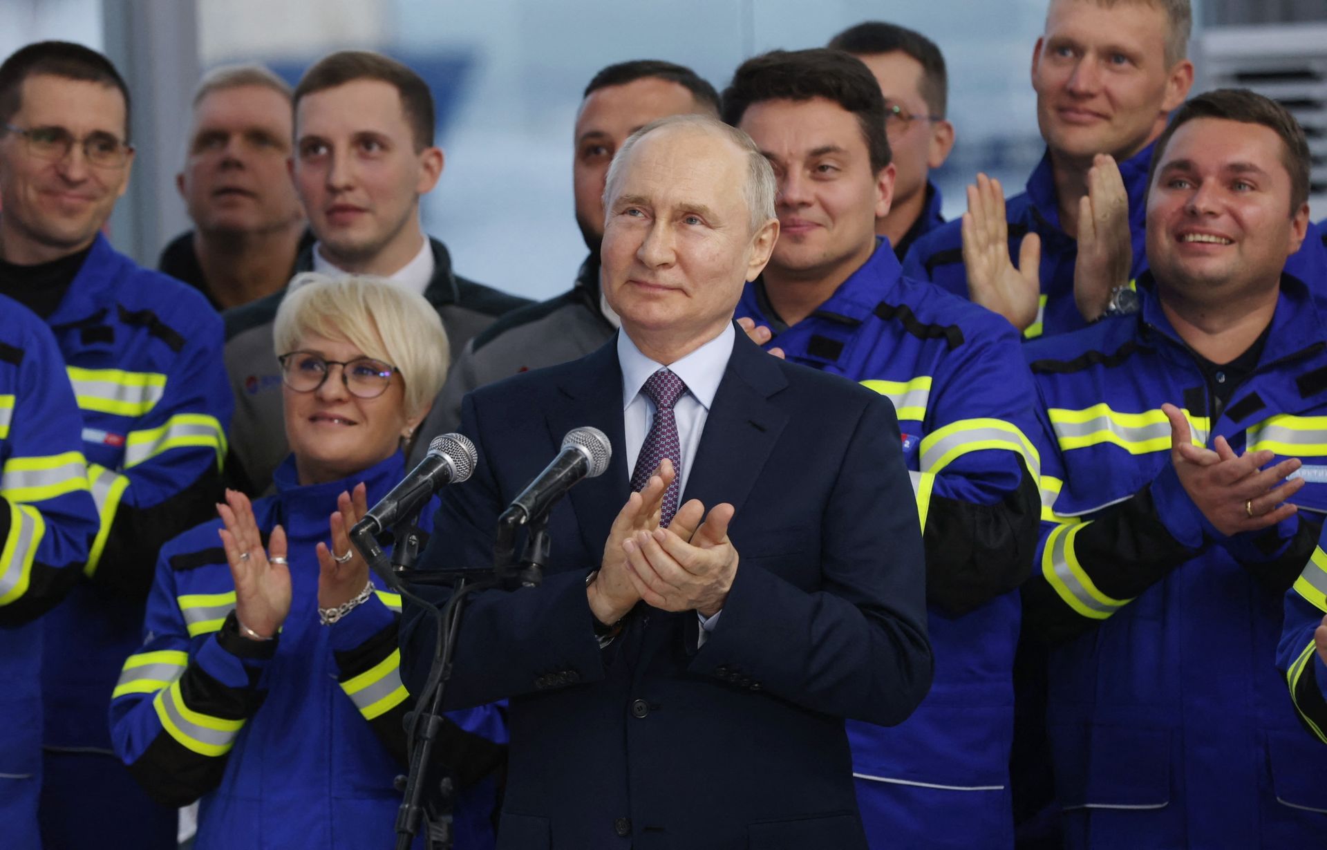 President Vladimir Putin in the village of Belokamenka, Murmansk region, Russia, on July 20, 2023.