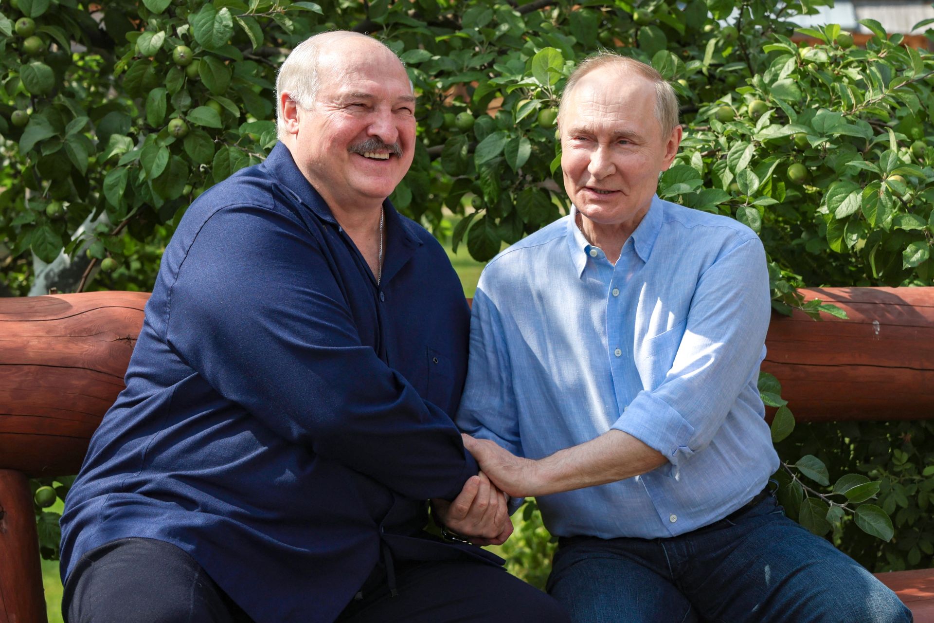 Russia’s President Vladimir Putin (R) and Belarusian President Alexander Lukashenko (L) in Valaam, Russia, on Aug. 1, 2025. 