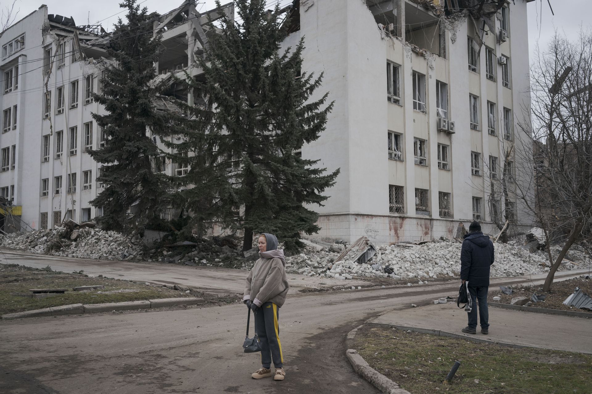 The aftermath of the Russian KAB-500 aerial bomb attack on the center of Kramatorsk, Donetsk Oblast, Ukraine, on March 7, 2026. 