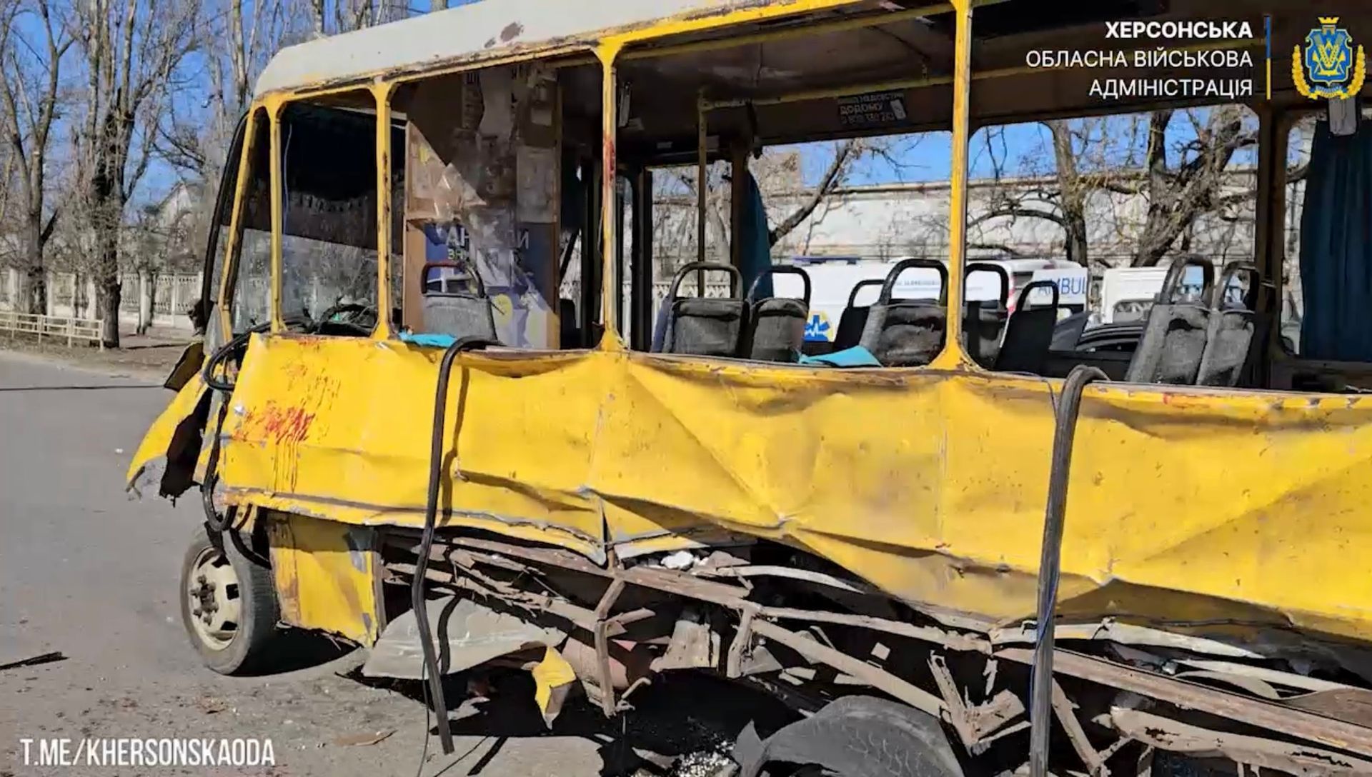 Russian drone hits civilian bus in Kherson, injuring 10