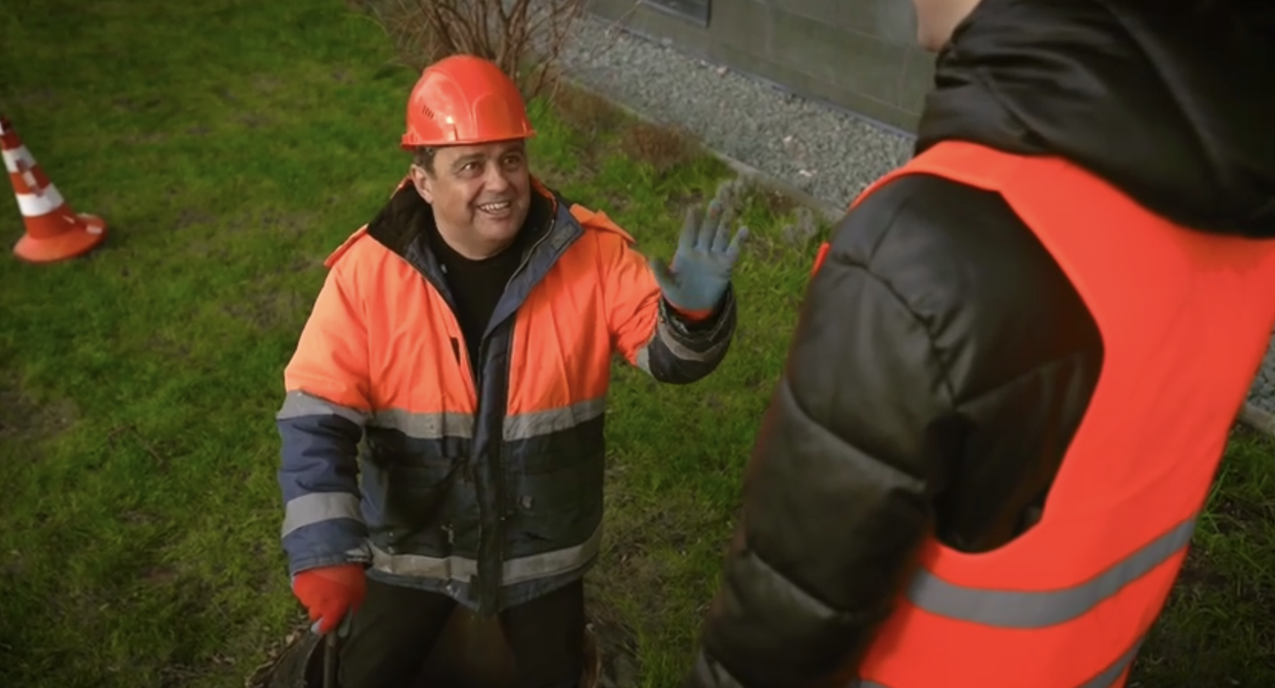 Screenshot from a video of an alleged German migrant working in Crimea. 