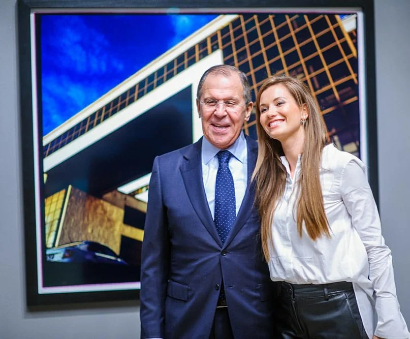 Russian Foreign Minister Sergey Lavrov (L) with his daughter Ekaterina Vinokurova (R)