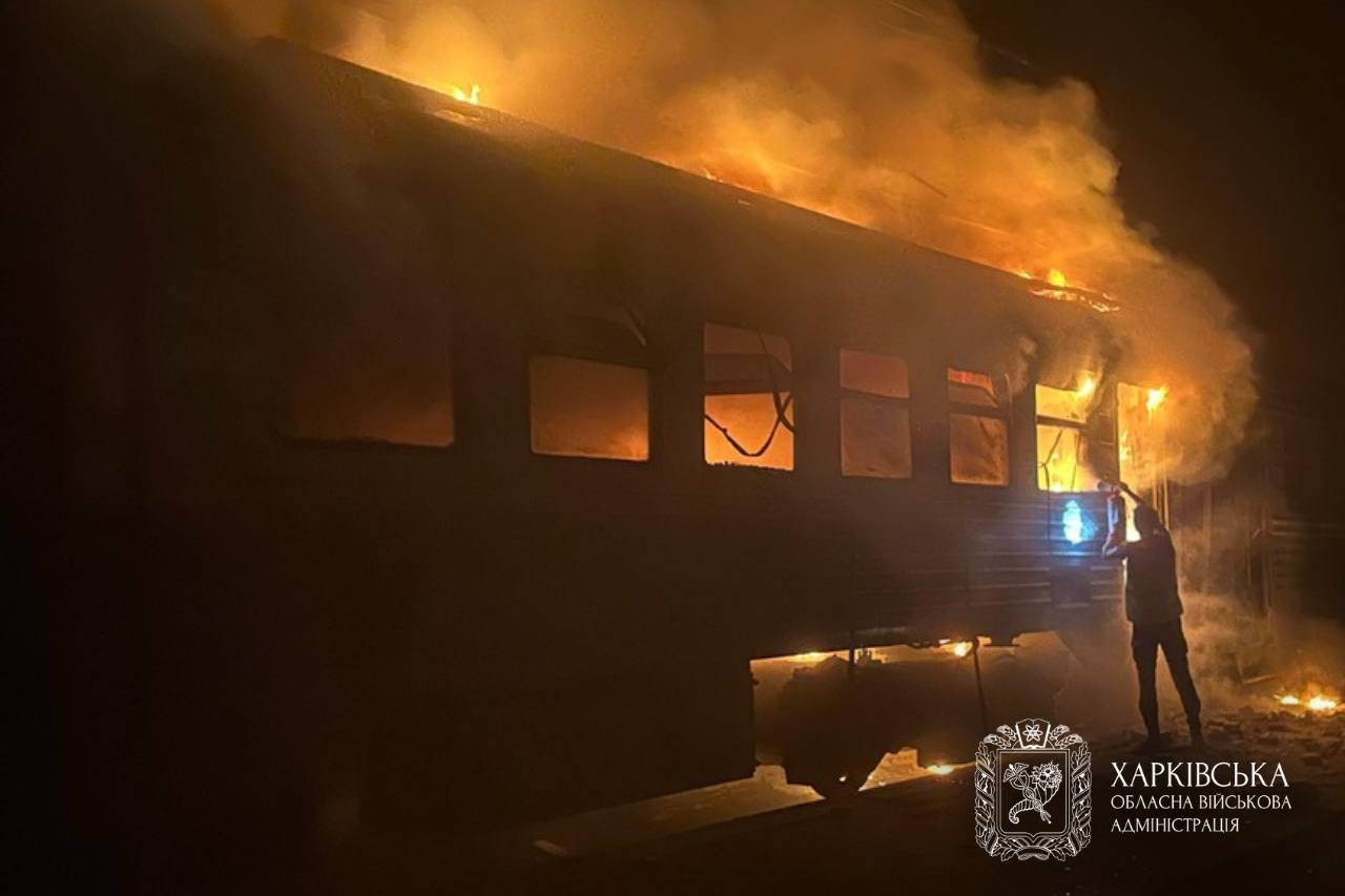Aftermath of a Russian drone attack on railway infrastructure in Lozova, Kharkiv Oblast, overnight Aug. 24