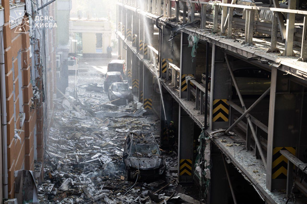 Aftermath of the daytime Russian drone attack on Kyiv, including the fire at the historic Shayba market, September 23, 2026