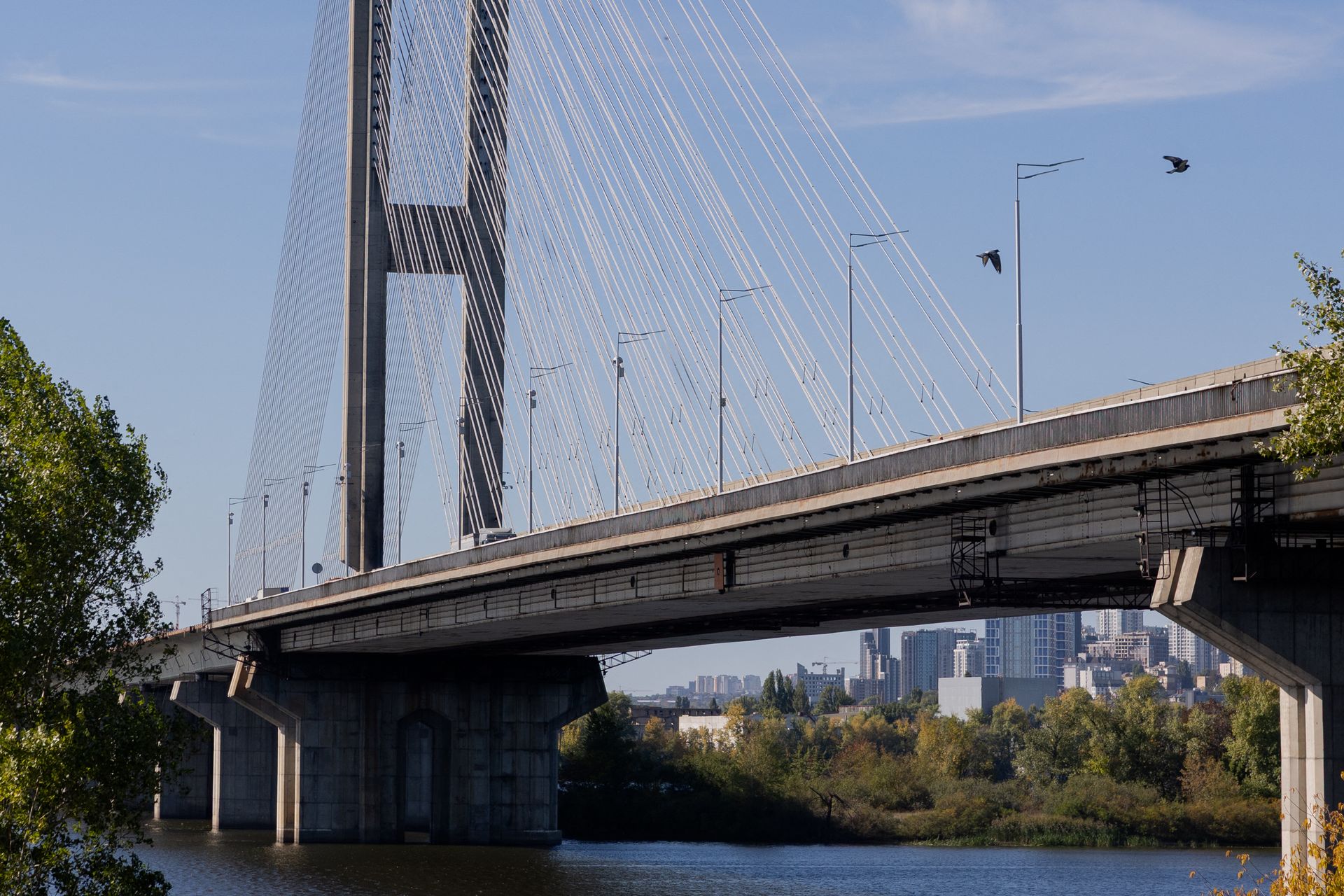 Russian drones once more hit key bridge in central Kyiv, damage reported